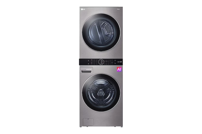 Vista frontal de LG WashTower (25kg/55lbs) & Secadora (22kg/48lbs) AIDD, Color Silver, WK25VS6